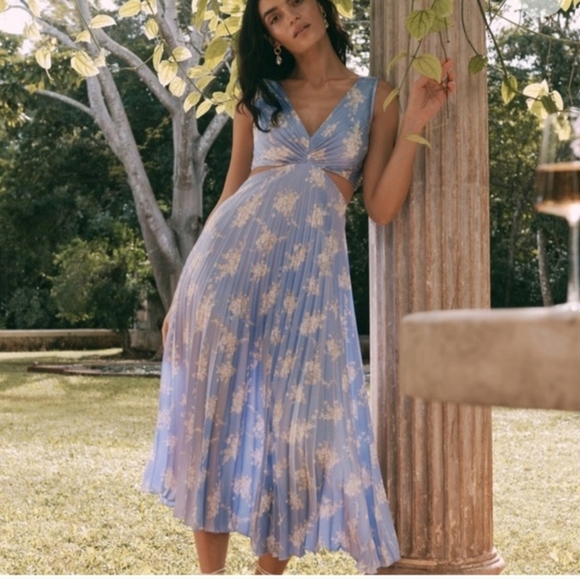 Abercrombie & Fitch Dresses & Skirts - Abercrombie & Fitch Blue and White Floral Midi Dress